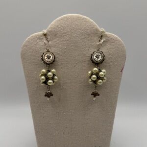 Unique Vintage Silver and Pearl Dangle Earrings